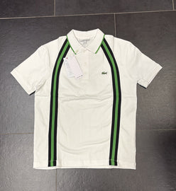 POLO LACOSTE CON BANDE LATERALI VERDE-NERE