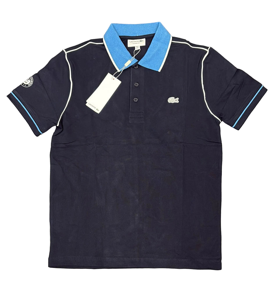 POLO LACOSTE COLLETTO CELESTE E LOGO BIANCO