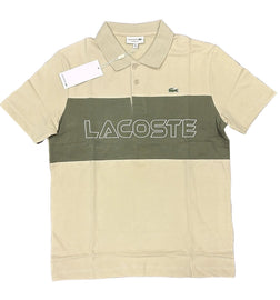 POLO LACOSTE BICOLOR CON SCRITTA CENTRALE