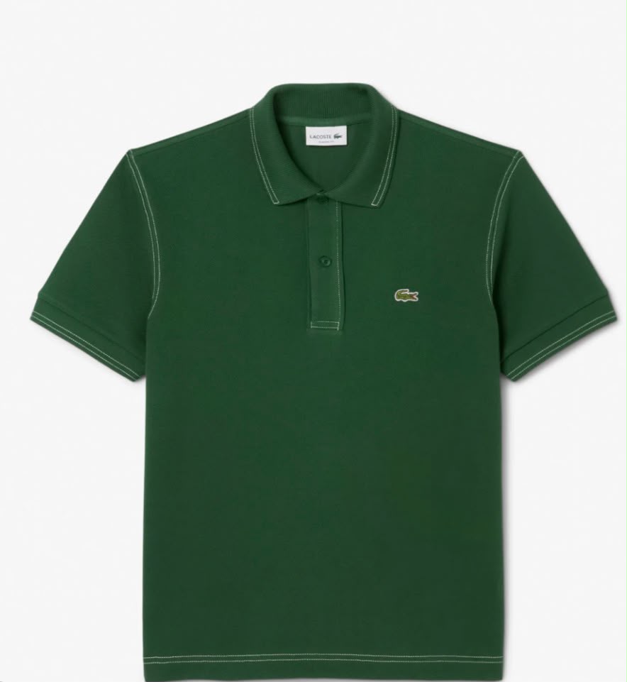 POLO LACOSTE CON LOGO LATO CUORE E CUCITURE BIANCHE
