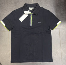 Carica l'immagine nel visualizzatore di Gallery, POLO LACOSTE CON CERNIERA E RIFINITURE GIALLO FLUO