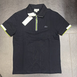 POLO LACOSTE CON CERNIERA E RIFINITURE GIALLO FLUO