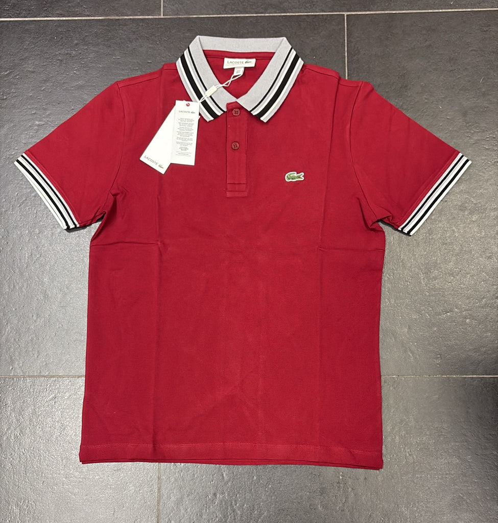 POLO LACOSTE CON COLLETTO GRIGIO E LOGO LATO CUORE