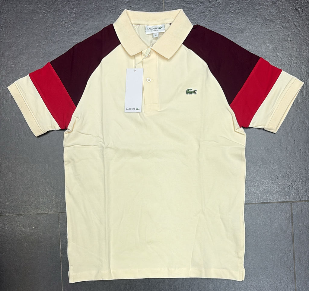 POLO LACOSTE CON MANICHE BORDEAUX