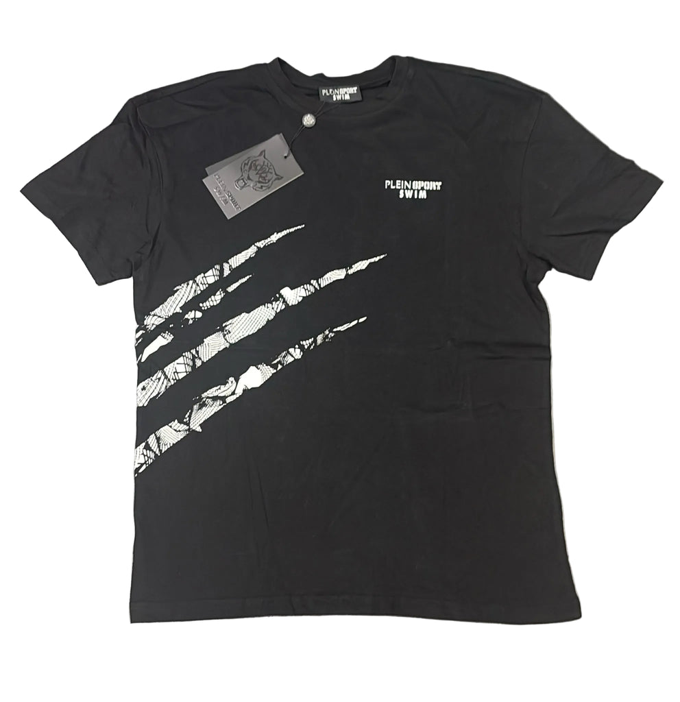 T-SHIRT PLEIN SPORT CON GRAFFI LATERALI E SCRITTA RETRO VERTICALE