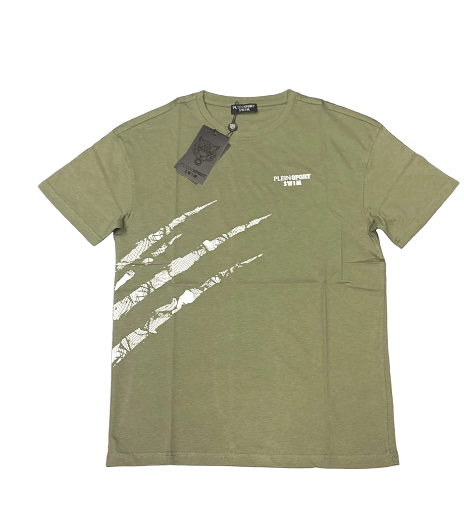 T-SHIRT PLEIN SPORT CON GRAFFI LATERALI E SCRITTA RETRO VERTICALE