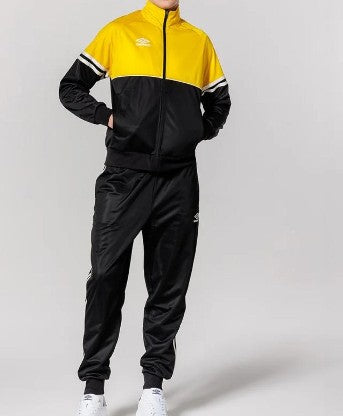 TUTA COMPLETA UMBRO UOMO ACETATA CON ZIP BICOLOR NERO/GIALLO