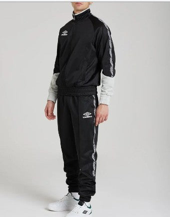 TUTA COMPLETA UMBRO UOMO ACETATA CON ZIP BICOLOR NERO
