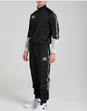Carica l'immagine nel visualizzatore di Gallery, TUTA COMPLETA UMBRO UOMO ACETATA CON ZIP BICOLOR NERO