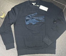 Carica l'immagine nel visualizzatore di Gallery, FELPA LACOSTE UOMO COTONE , GIROCOLLO, CON COCCODRILLO GRANDE CUCITO BLU