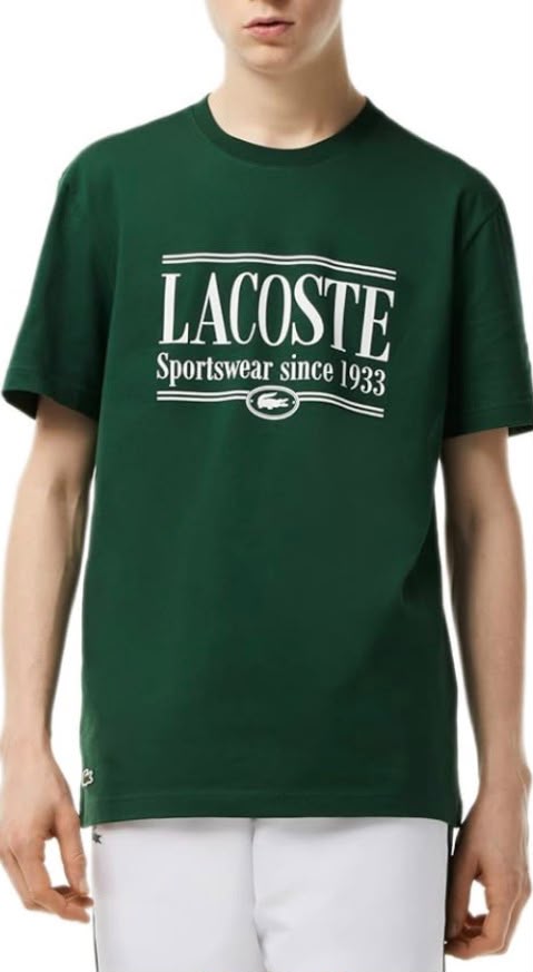 T-SHIRT LACOSTE CON SCRITTA SINCE 1933 BIANCA
