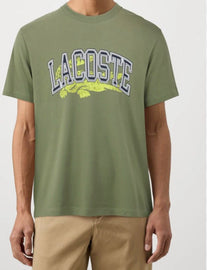 T-SHIRT LACOSTE CON SCRITTA DOPPIA E COCCODRILLO SGRANATO