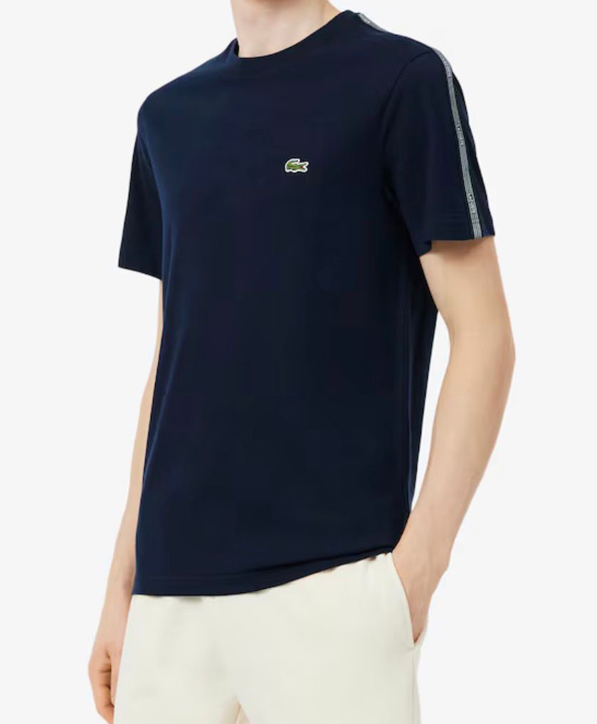 T-SHIRT LACOSTE CON RIGA SPALLA LOGATA