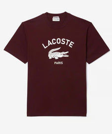 T-SHIRT LACOSTE CON SCRITTA E COCCODRILLO GOMMA BIANCO