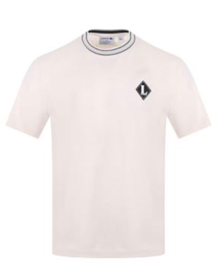 T-SHIRT LACOSTE COLLETTO BORDO NERO E LOGO LATO CUORE ROMBO