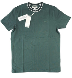 T-SHIRT LACOSTE CON COLLETTO BORDO BIANCO LOGO LATO CUORE VERDE