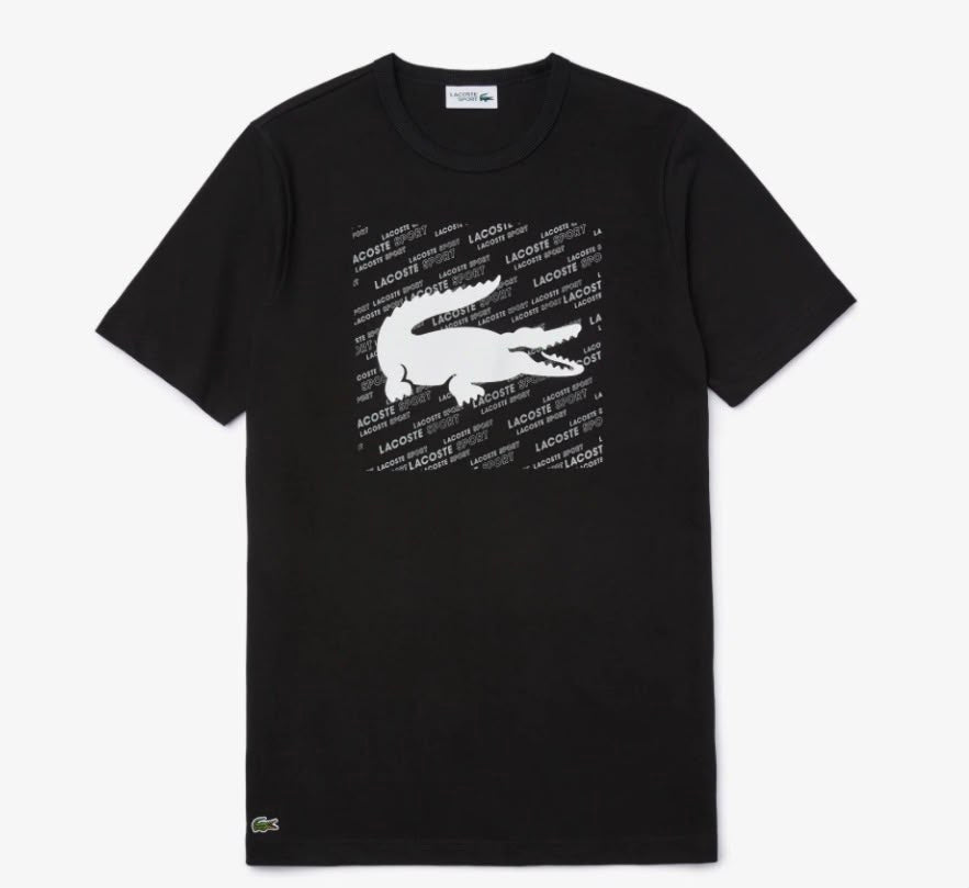 T-SHIRT LACOSTE CON MUSTISCRITTA E E COCCODRILLO