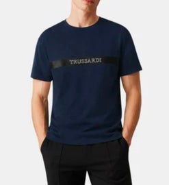 T-SHIRT TRUSSARDI FASCIA CENTRALE NERA