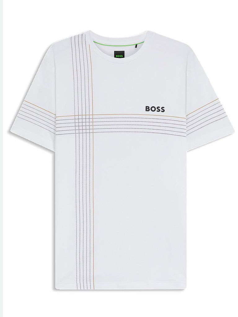 T-SHIRT BOSS CON LOGO LATO CUORE GOMMA E STRISCE CENTRALI