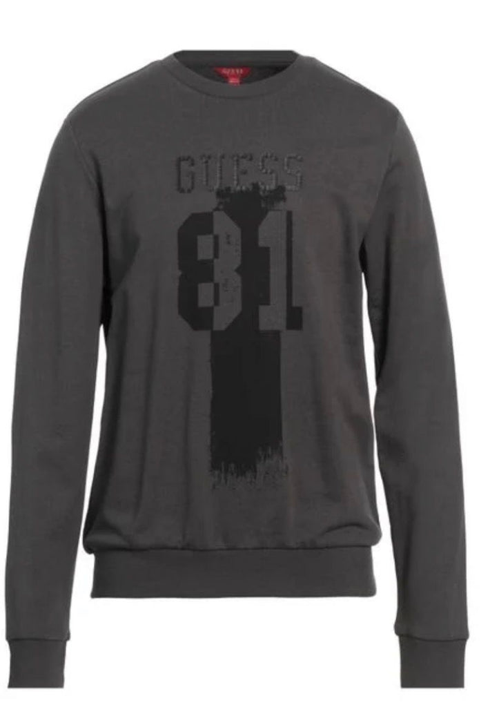 FELPA GUESS GIROCOLLO CON SCRITTA CENTRALE MARMO STAMPATA