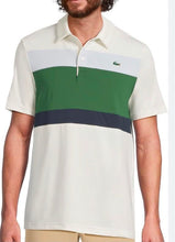Carica l'immagine nel visualizzatore di Gallery, POLO LACOSTE CON BANDE COLORATE CELESTE-VERDE