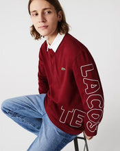 Carica l&#39;immagine nel visualizzatore di Gallery, POLO LACOSTE UOMO COTONE ,  COLLO E MANICA BIANCO, SCRITTA MANICA   E LOGO LATO CUORE CUCITO