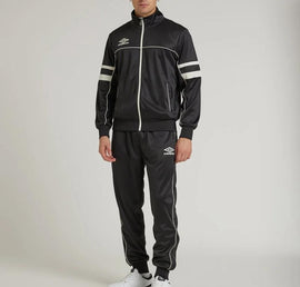 TUTA COMPLETA UMBRO UOMO ACETATA CON ZIP DETTAGLI BIANCHI LOGO LATO CUORE