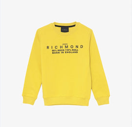 FELPA RICHMOND BIMBO GARZATA  GIROCOLLO SCRITTA CENTRALE E ROCK E ROLL