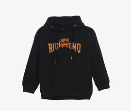 FELPA RICHMOND BIMBO GARZATA CON CAPPUCCIO SCRITTA ARANCIONE CENTRALE