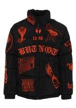 Carica l&#39;immagine nel visualizzatore di Gallery, GIUBBINO BUTNOT UOMO PIUMINO CON SERPENTI E SCRITTE ROSSE