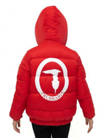 GIUBBINO TRUSSARDI BIMBO PIUMINO CON LOGO LATO CUORE E CAPPUCCIO