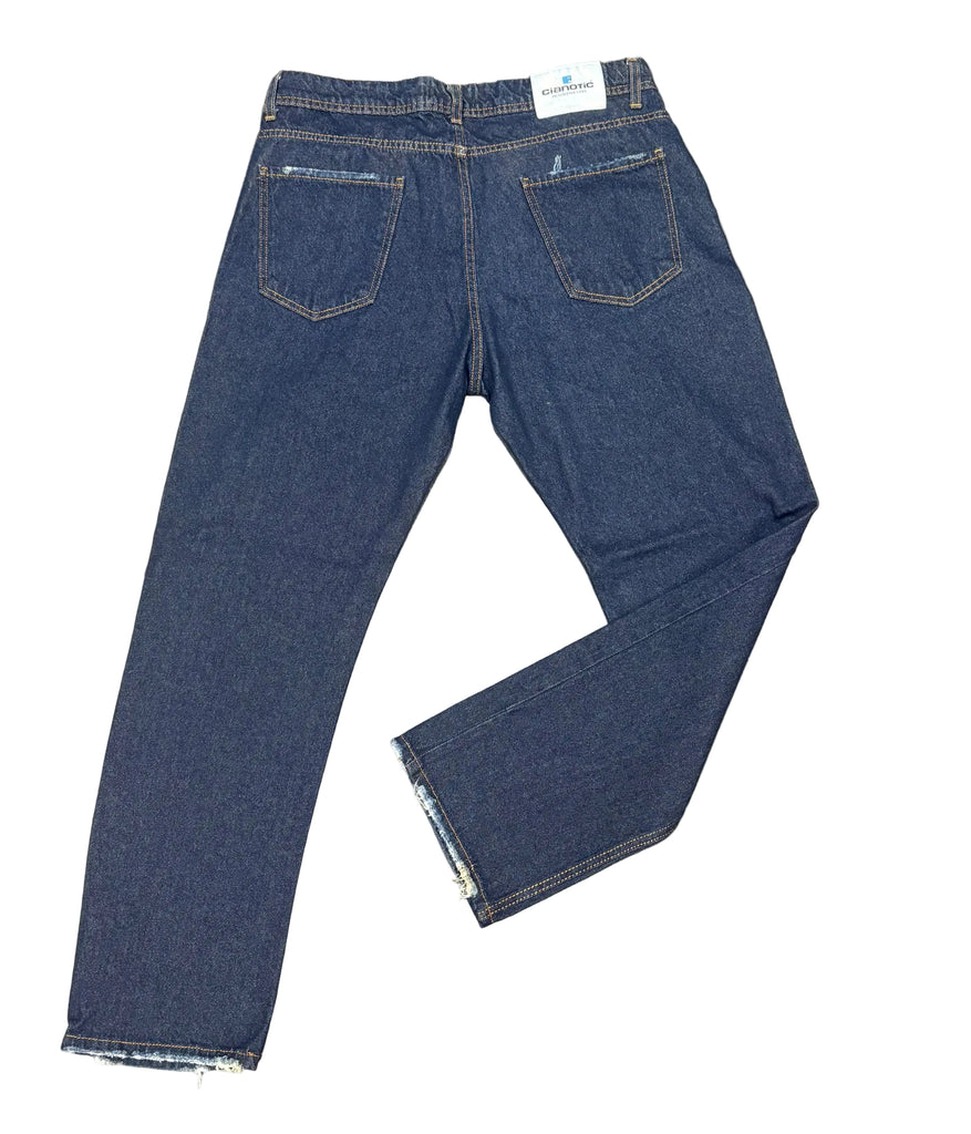 JEANS CIANOTIC STRAIGHT FIT 01 BLU CON CUCITURE MARRONI
