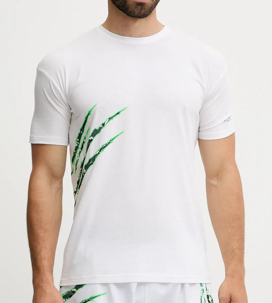 T-SHIRT PLEIN SPORT UOMO COTONE CON TIGRE RETRO VERDE