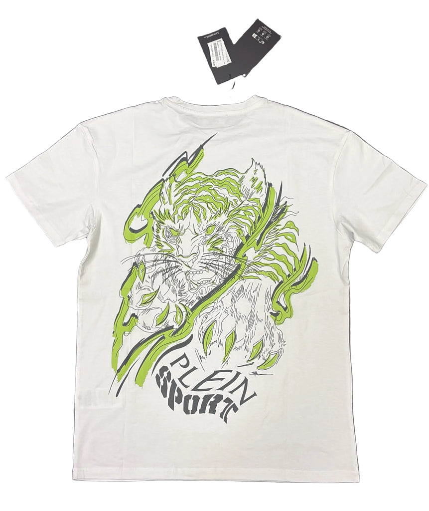 T-SHIRT PLEIN SPORT CON LOGO LATO CUORE E TIGRE COLORATA RETRO