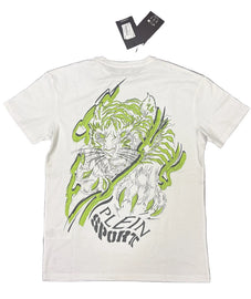 T-SHIRT PLEIN SPORT CON LOGO LATO CUORE E TIGRE COLORATA RETRO