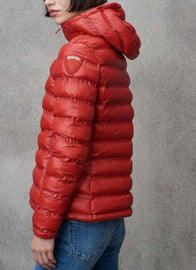 GIUBBINO BLAUER DONNA PIUMINO CAPPUCCIO LOGO CUCITO E SCRITTA BIANCA