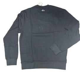 FELPA LACOSTE UOMO COTONE , GIROCOLLO, CON COCCODRILLO GRANDE CUCITO BLU