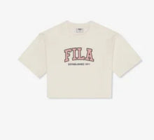 Carica l'immagine nel visualizzatore di Gallery, COMPLETO FILA CON SCRITTA CENTRALE STAMPATA , T-SHIRT CROP TOP