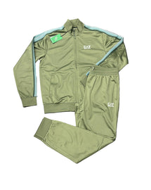 TUTA COMPLETA EA7 UOMO ACETATA GIROCOLLO CON BANDE SULLE SPALLE E LOGO LATO CUORE