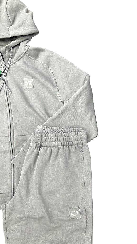 TUTA COMPLETA EA7 UOMO FELPATA CON CAPPUCCIO , LOGO LATO CUORE E RETRO