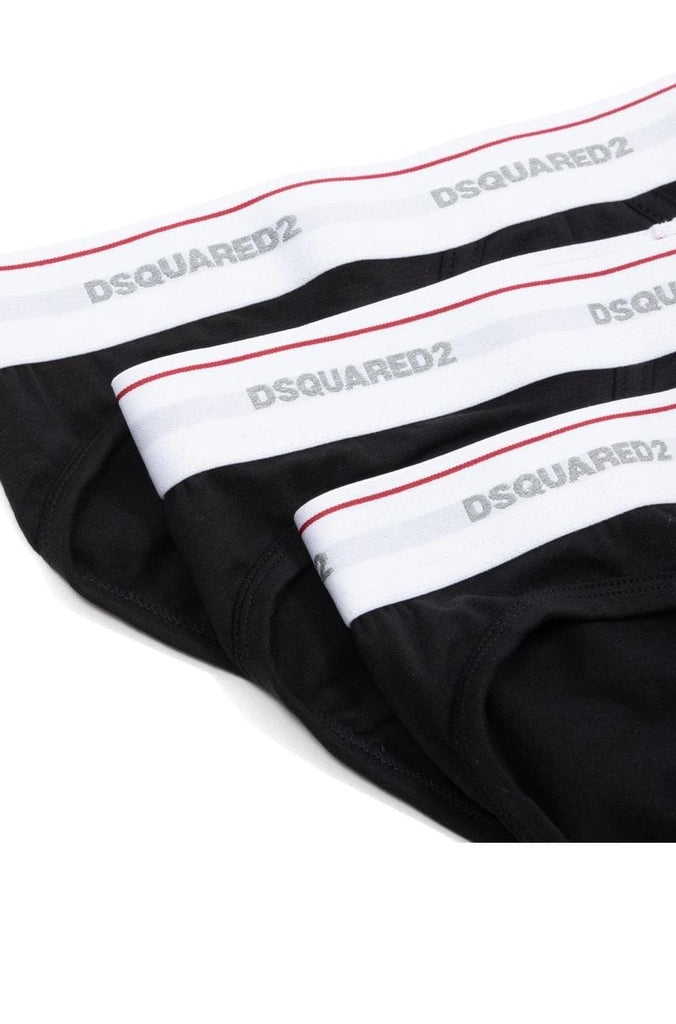 SLIP DSQUARED UOMO COTONE CON MOLLA E SCRITTA PICCOLA  BRIF TRIPACK