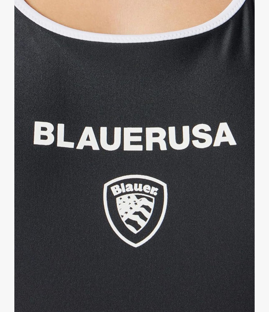 COSTUME BLAUER INTERNO CON LOGO CENTRALE STAMPATO E DETTAGLI BIANCHI