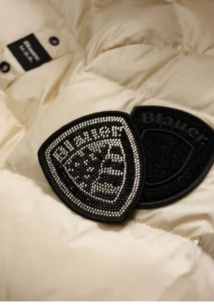 GIUBBINO BLAUER CON PELLICCIA E LOGO BRILLANTINATO