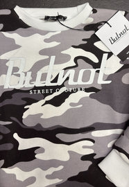 FELPA BUTNOT BAMBINO FELPATA CON SCRITTA CENTRALE E STAMPA MILITARE