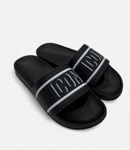 Carica l&#39;immagine nel visualizzatore di Gallery, CIABATTE ICON CON FASCIA E SCRITTA DOPPIA BLACK/WHITE