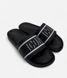 CIABATTE ICON CON FASCIA E SCRITTA DOPPIA BLACK/WHITE