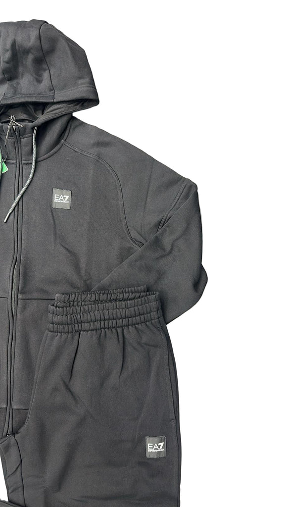 TUTA COMPLETA EA7 UOMO FELPATA CON CAPPUCCIO , LOGO LATO CUORE E RETRO