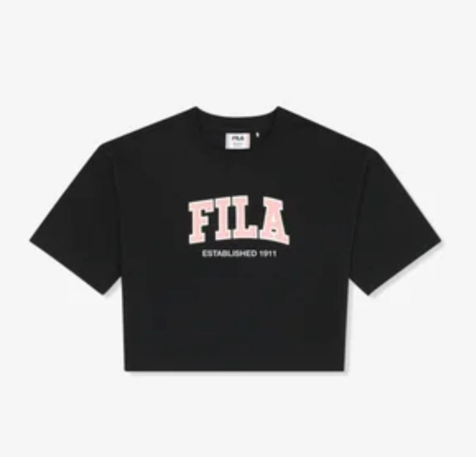 COMPLETO FILA CON SCRITTA CENTRALE STAMPATA , T-SHIRT CROP TOP