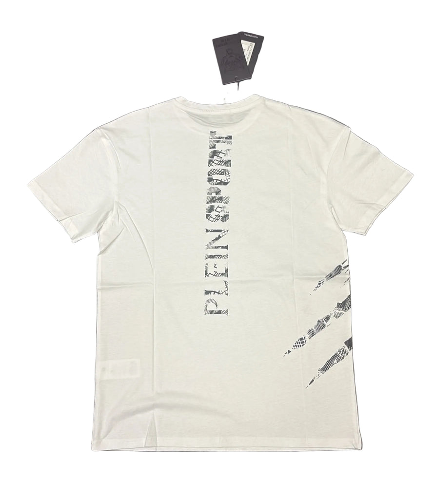 T-SHIRT PLEIN SPORT CON GRAFFI LATERALI E SCRITTA RETRO VERTICALE